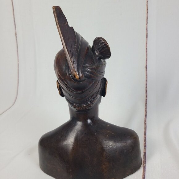 Carved Wooden Balinese Bali Young Man‎ Head Bust Statue Sculpture Mid Century - Picture 8 of 11